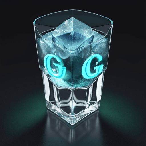AI generated: 3d logo, blue ice letters G.P. inside a green glass