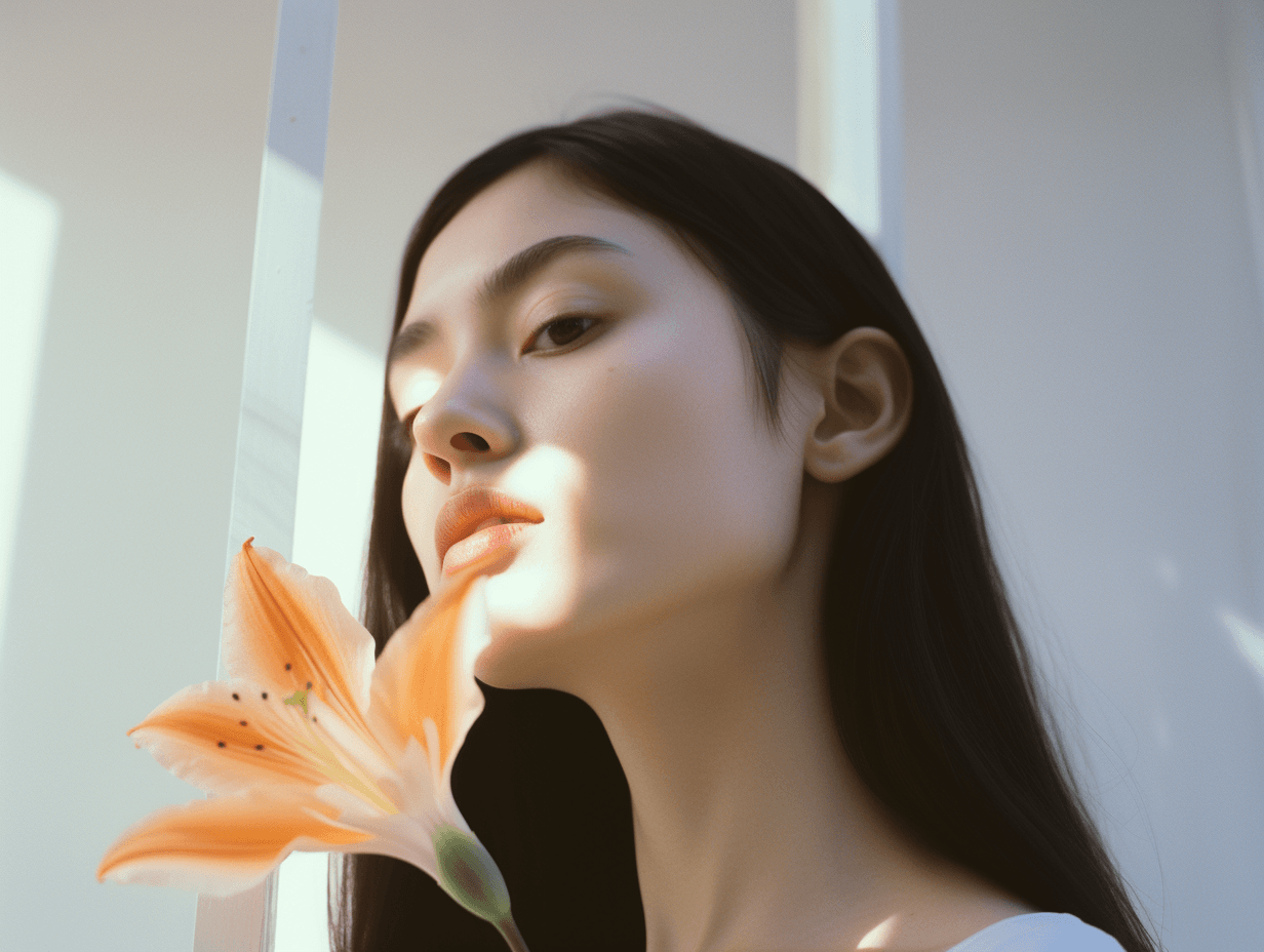 AI generated: disposable photography of lily, dreamy mood, modern, instagram, --ar 4:3