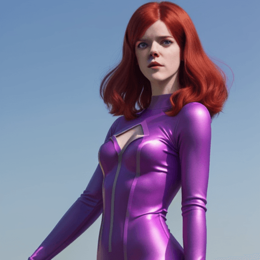 AI generated: Rose Leslie wearing a Daphne Blake costume.