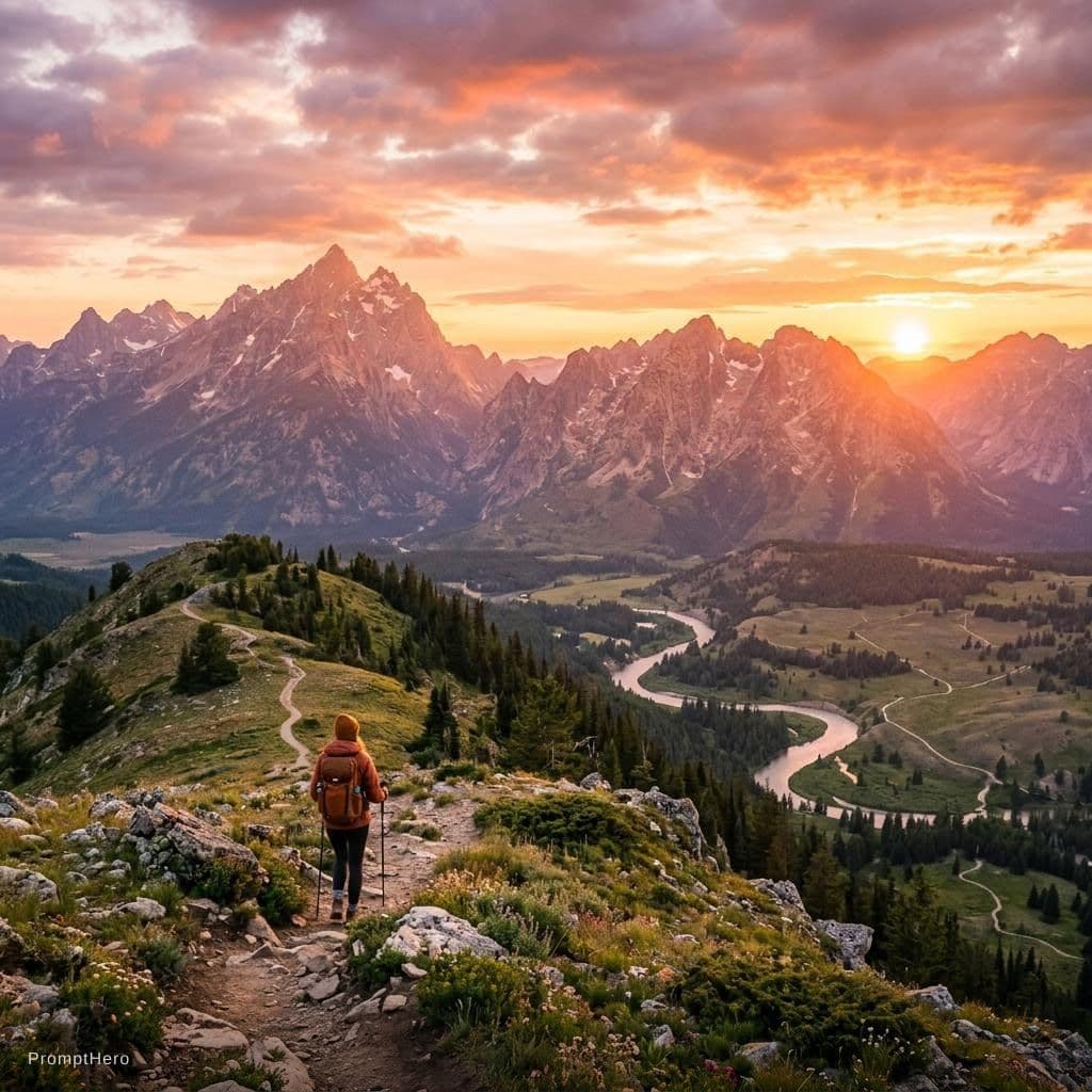 AI generated: In the sunset mountains