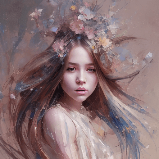 AI generated: an image of a girl with long hair, in the style of russ mills, michael garmash, charming sketches, m...