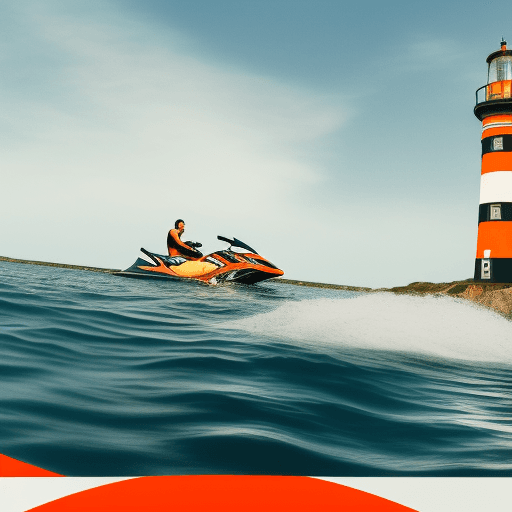 AI generated: Create a logo in a scenary drawing for a jet-ski company in a vintage and touristic style. It is loc...