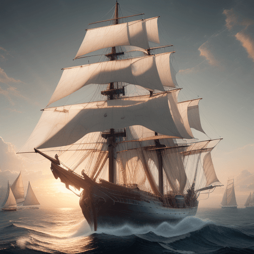 AI generated: Photo of a ultra realistic sailing ship, dramatic light, pale sunrise, cinematic lighting, battered,...