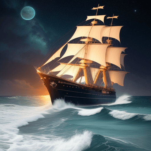 AI generated: ocean, star, ship