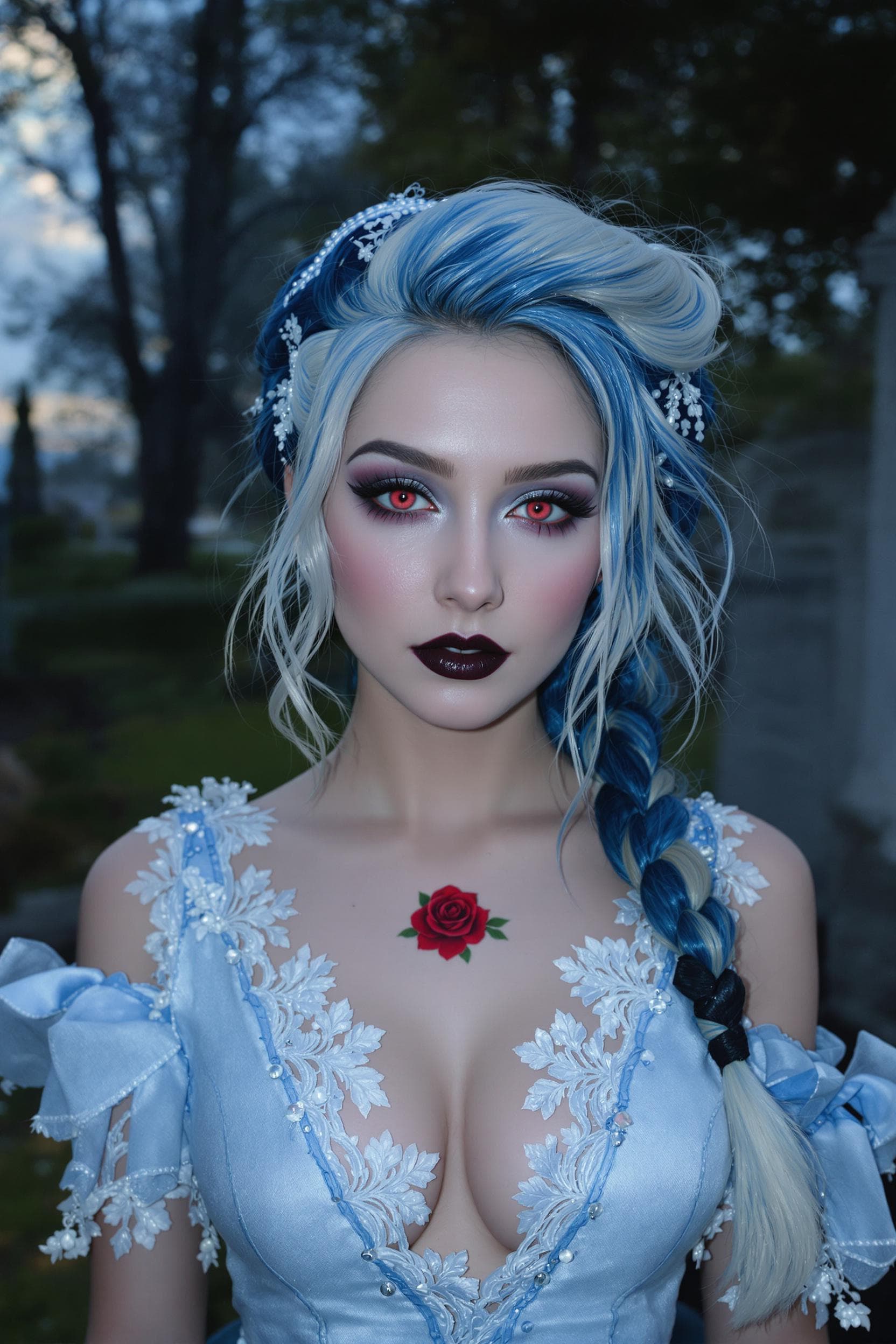 AI generated: a professional photo of a exceptionally beautiful Slovakian vampire girl in the world, (age 22), (fu...