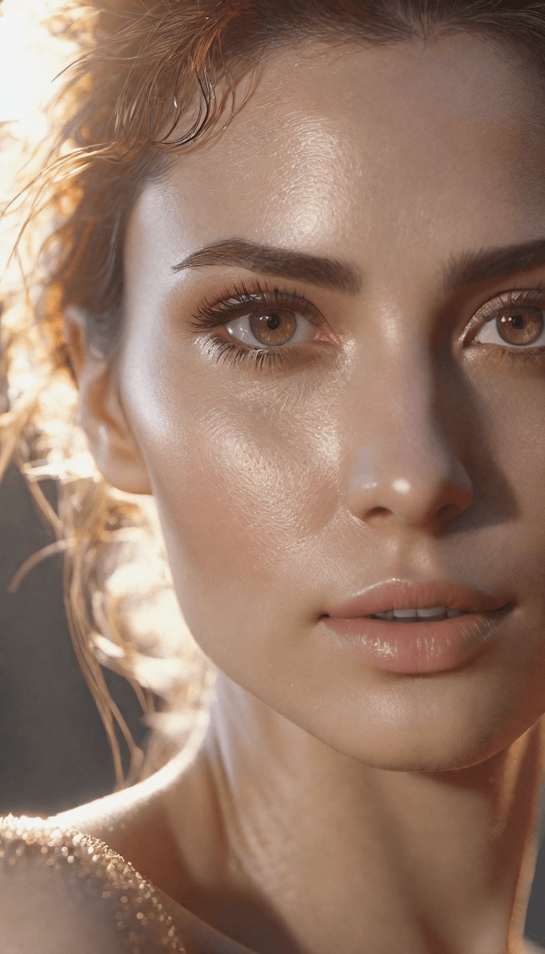 AI generated: ultra-detailed face, 24k, soft natural light, 85mm, sunshine on her face, staring at the camera, lon...