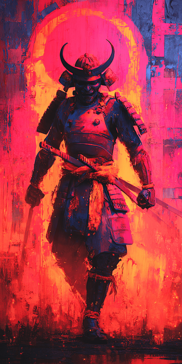 AI generated: samurai, palette knife technique, heavy impasto --chaos 75 --ar 1:2 --sref 3698909049 --profile x3fq...