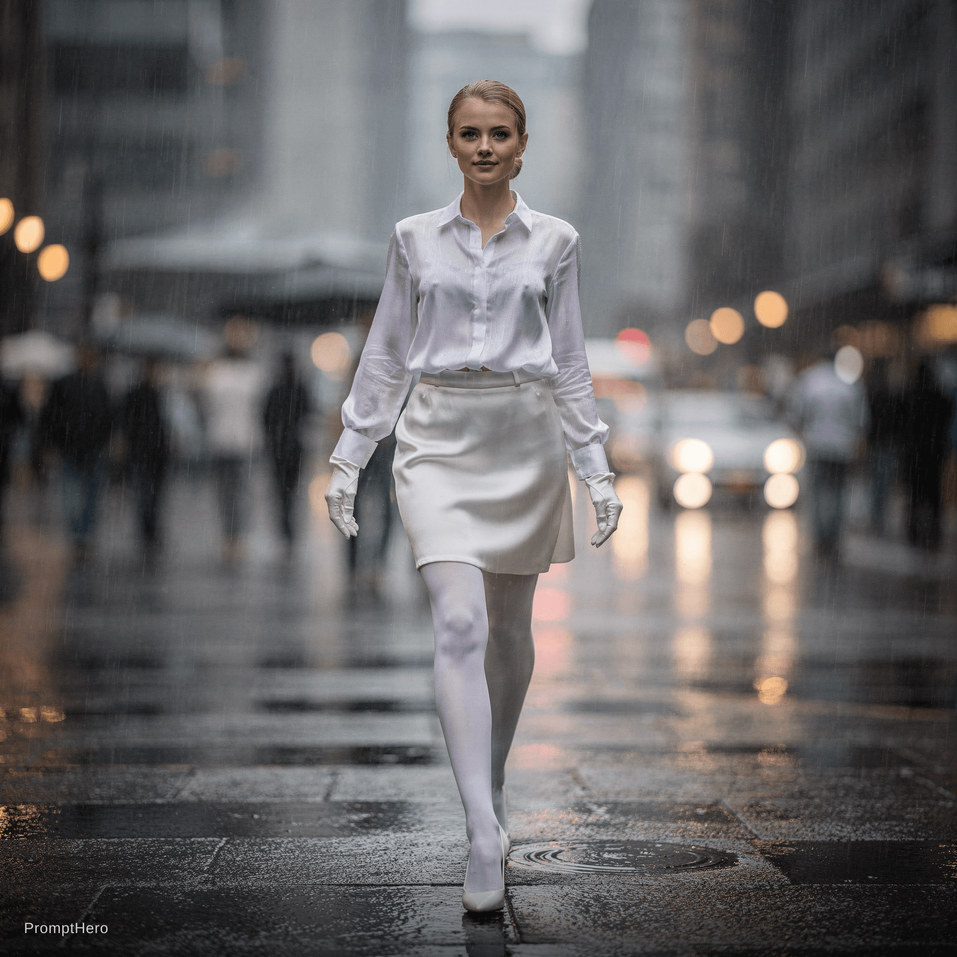 AI generated: full body of an21 years old, very cute girl, is walking with her pants down in a busy city center,Lo...
