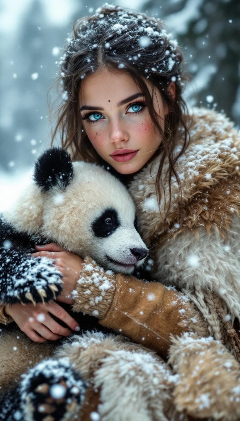 AI generated: incredibly beautiful Norwegian woman blue eyes, long eyelashes, mascara black eye liner, freckles. w...