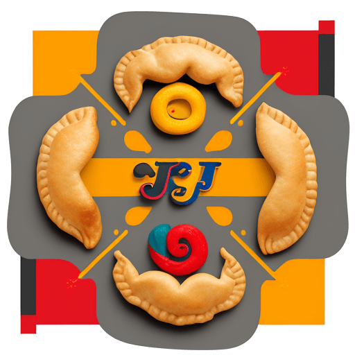 AI generated: Craft an abstract logo that combines the essence of Colombian empanadas with the initials "J & P". U...