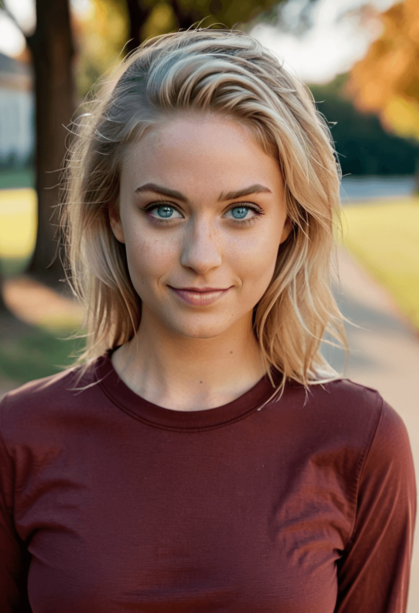 AI generated: silhouette style photograph of an attractive young blonde woman, gorgeous light-blue eyes are intent...