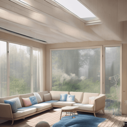 AI generated: High resolution photography interior design, dreamy sunken living room conversation pit, wooden floo...