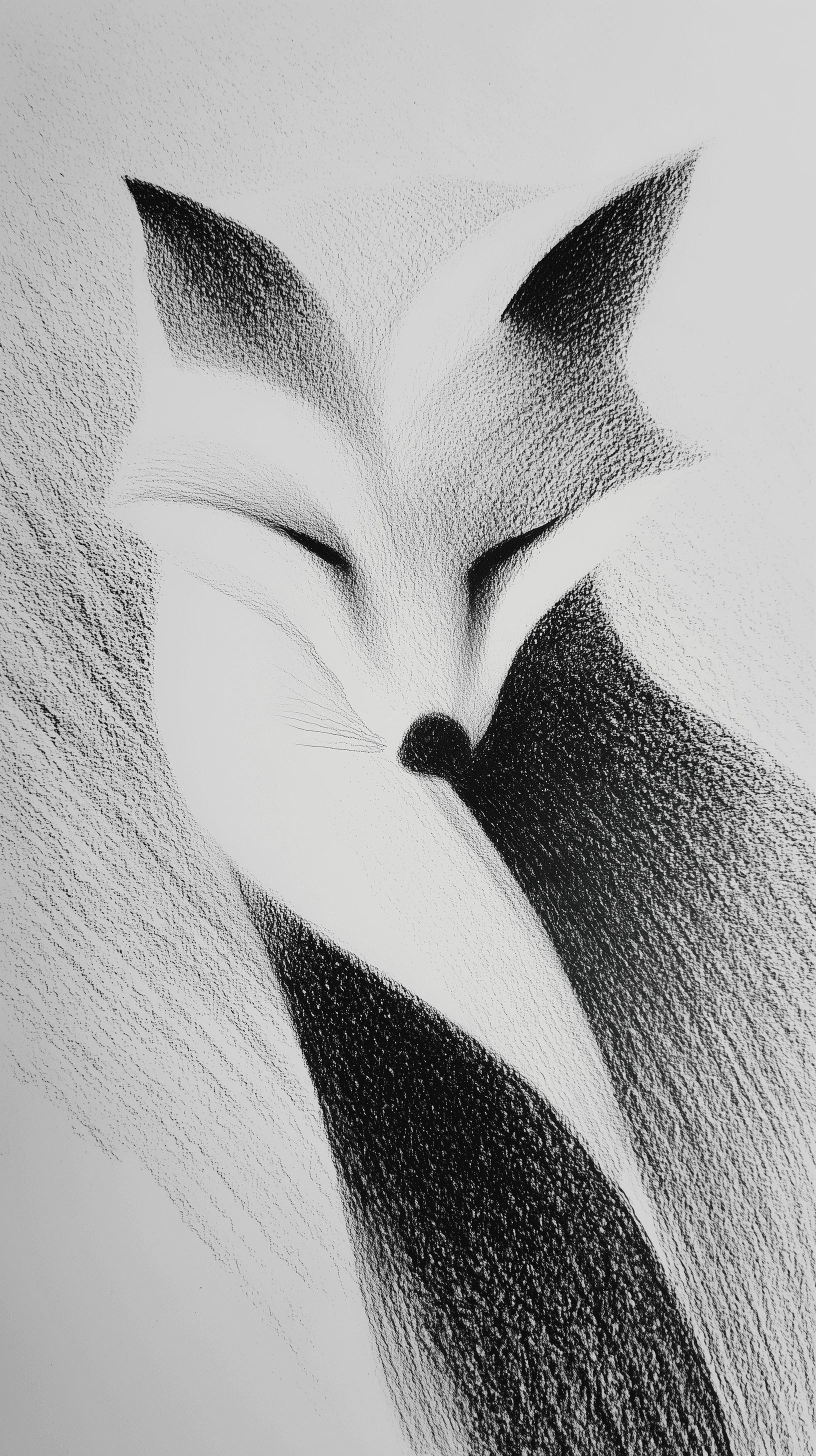AI generated: minimalist sketch, centered composition, charcoal pencil, fine art paper, fox, simplified, minimal, ...