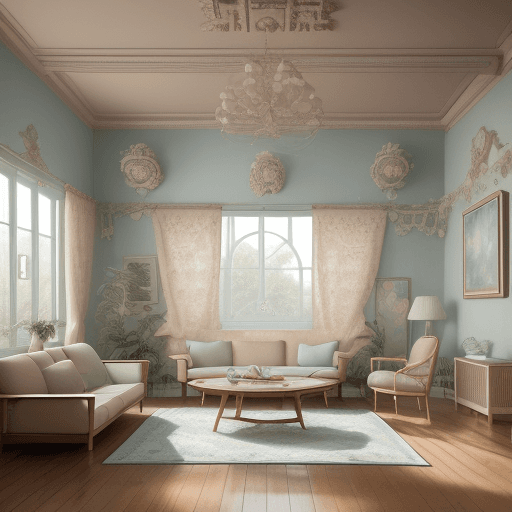 AI generated: High resolution photography interior design, dreamy sunken living room wall that says " Digital Drea...