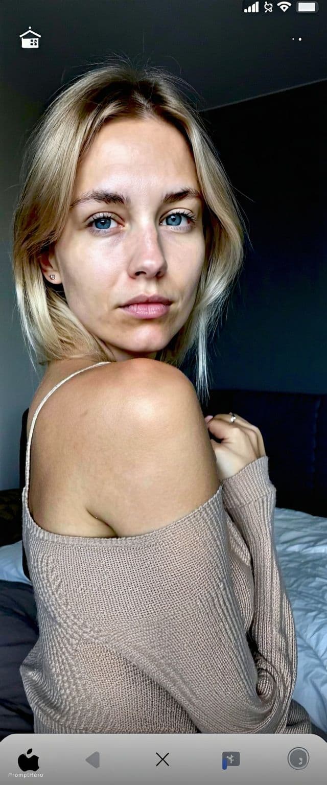 AI generated: "Photorealistic mirror selfie of my exact young adult female model (21+), strict visual fidelity to ...