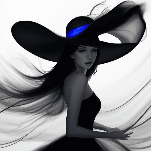 AI generated: A wide brim hat by msra eve, msra eve art, Red and blue hat, enchanting, glamorous elegance, flowing...