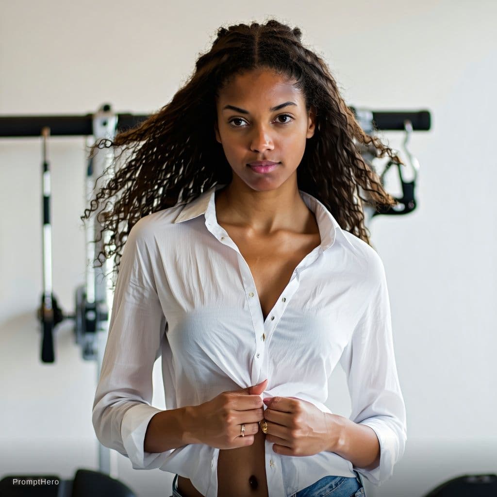 AI generated: Open the girls shirt, buttons