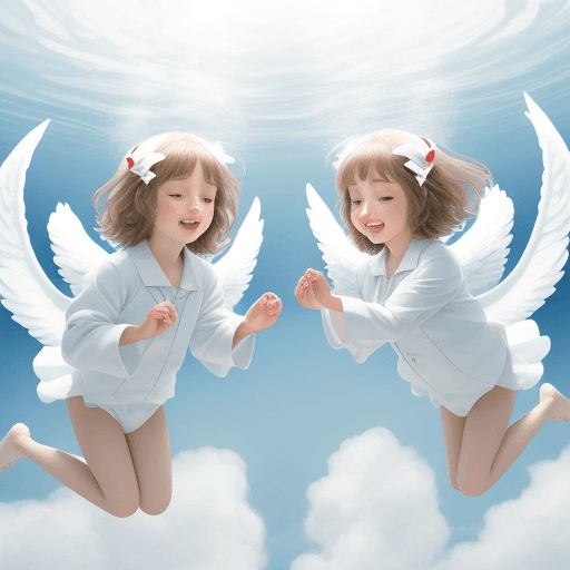 AI generated: Angels diving in white clothes