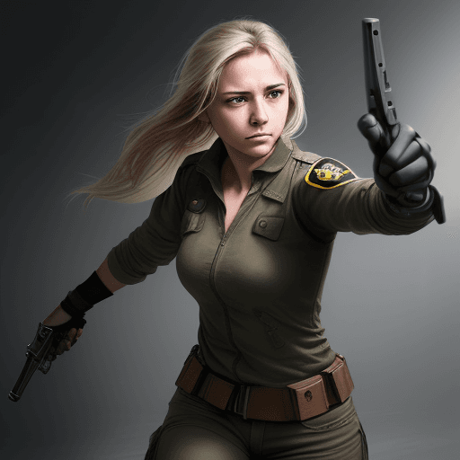 AI generated: Female, weapon, realistic, young, inspiring, libertarianism, no text, politics, education, self-defe...