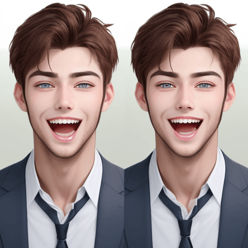 AI generated: handsome  man with attractuve face and open mouth with smile and shocked eyes