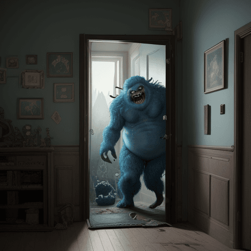 AI generated: a monster appears to be coming out of someone's room, in the style of realistic hyper-detailed rende...