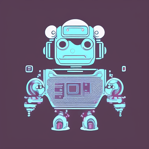 AI generated: cyberpunk robot, t-shirt design, super cute, 2d, vector, flat