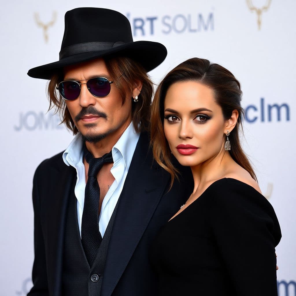 AI generated: Johnny Depp and Angelina Jolie, full body 