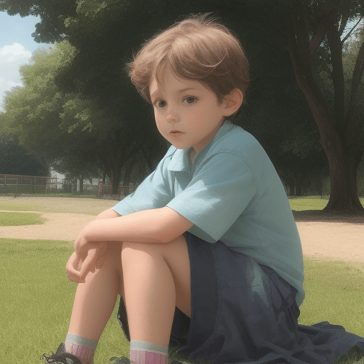 AI generated: five year old is make to keep still while an older boy pees in his nappy at the park 