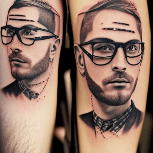 AI generated: man futuristic, glasses, tatoos, piercings, 
