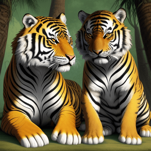 AI generated: tigre blanco y tigre de bengala