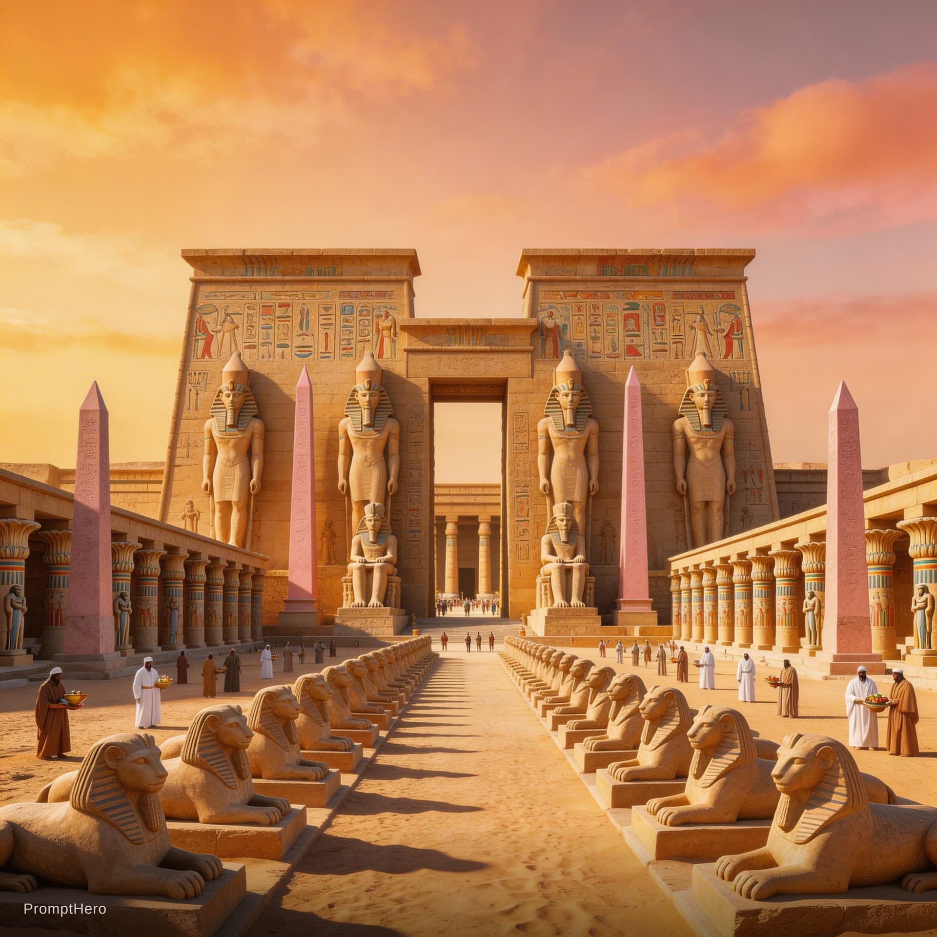 AI generated: Hyper-realistic reconstruction of the Luxor Temple during Ancient Egypt’s New Kingdom at its peak. I...