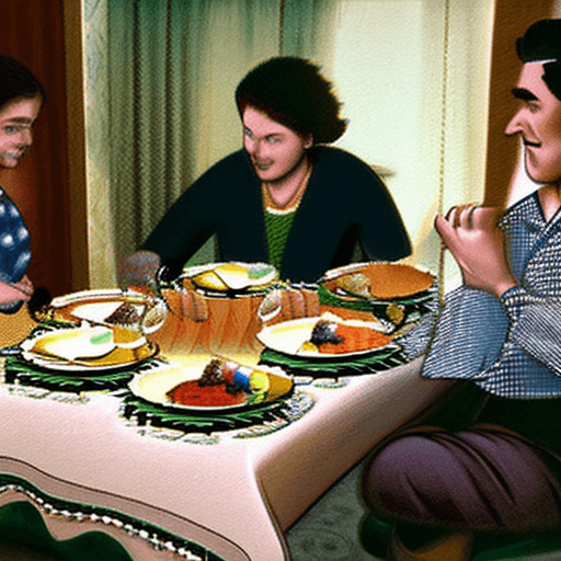 AI generated: A family around a dinner table
A family is sitting around a traditional dinner table in a small apar...
