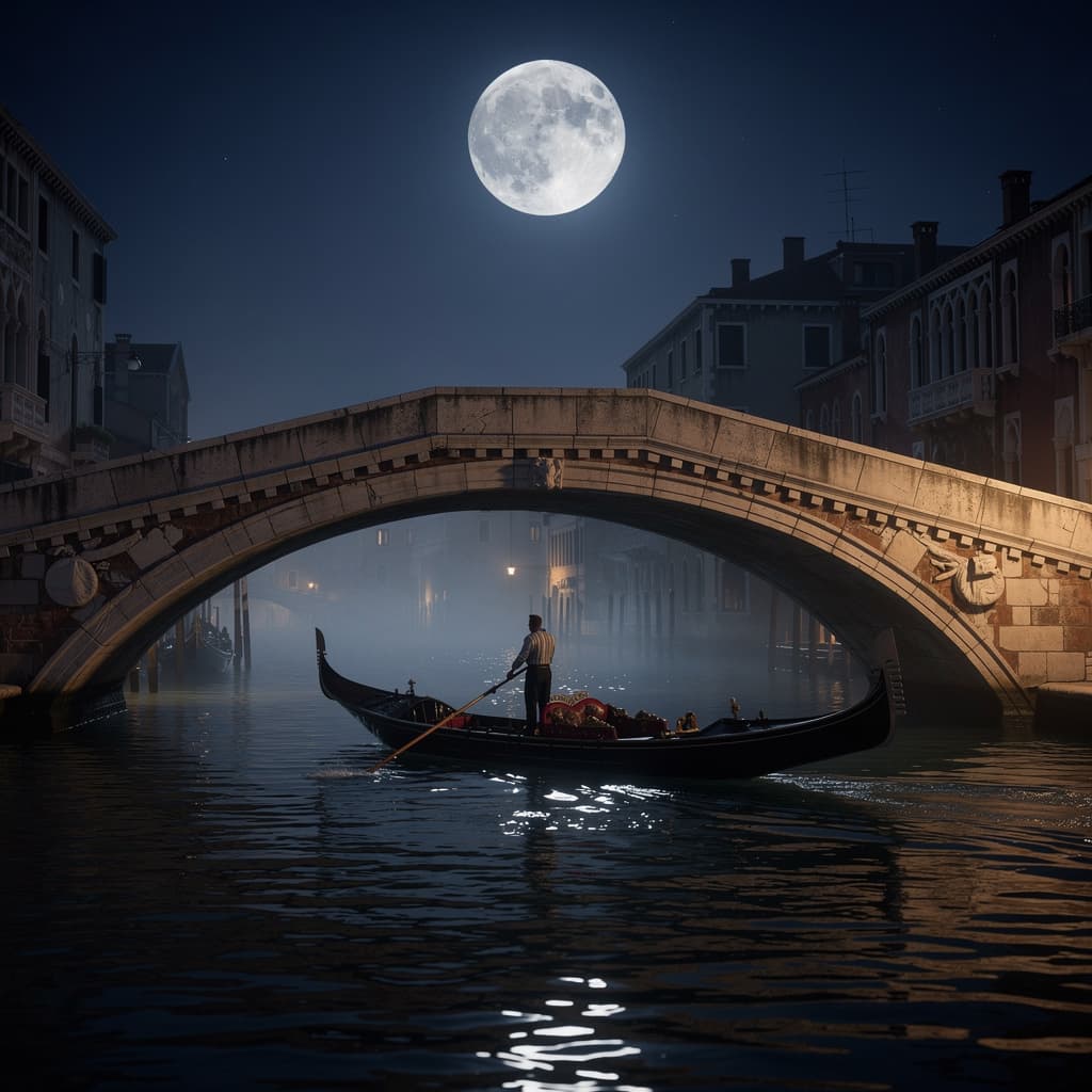 AI generated: bridge moon gondola