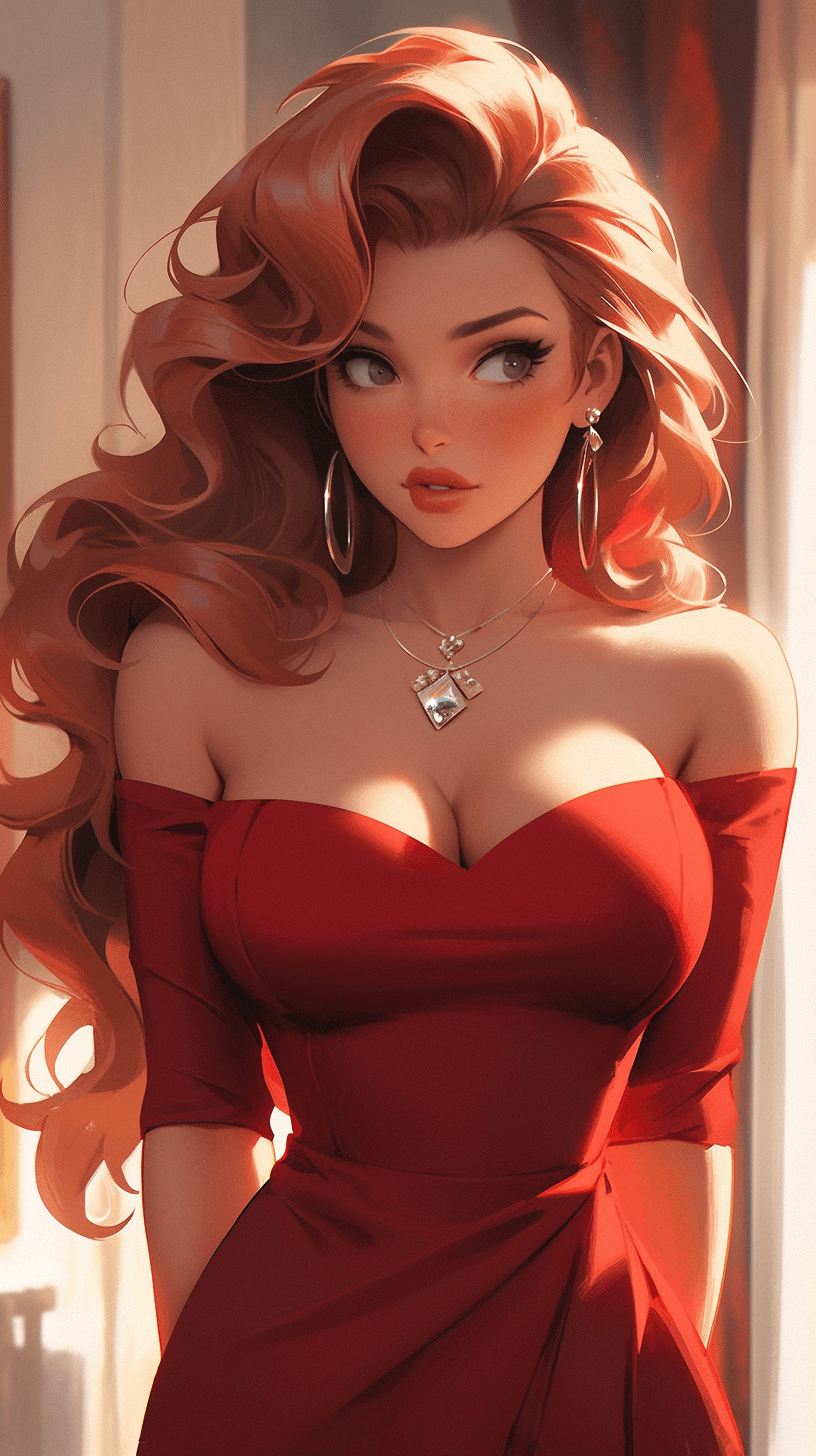 AI generated: Jessica Rabbit beautiful charismatic girl, athletic body, gorgeous figure, interesting shapes, full ...