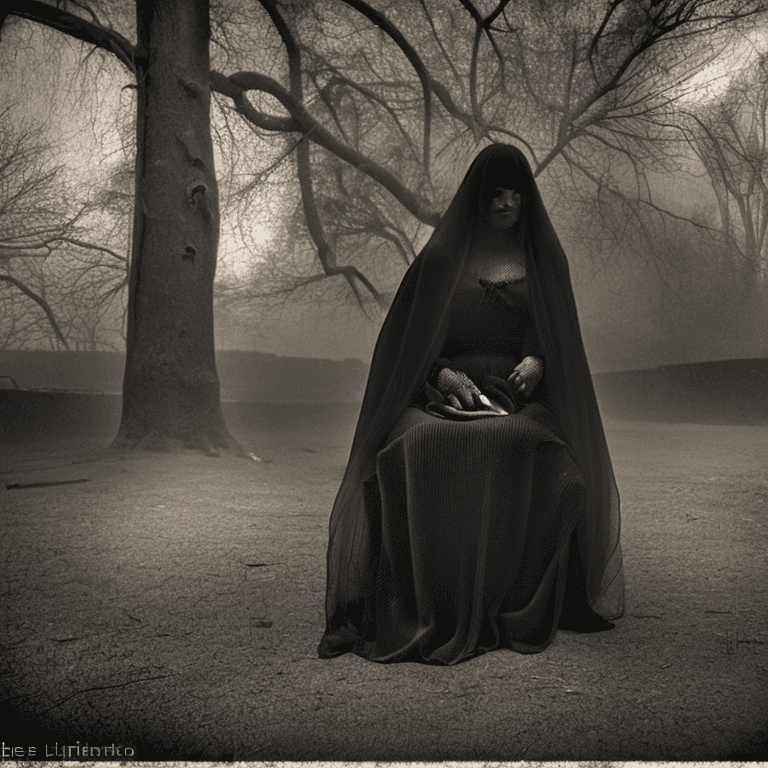 AI generated: award winning photo, photo, Style-Widow, black roses, veil covering face, full body, 1930’s woman, m...