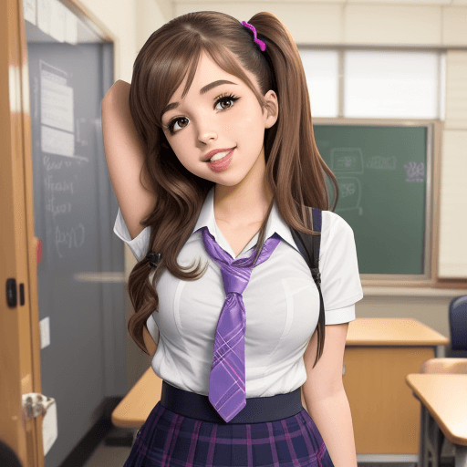 AI generated: pokimane sexy schoolgirl 