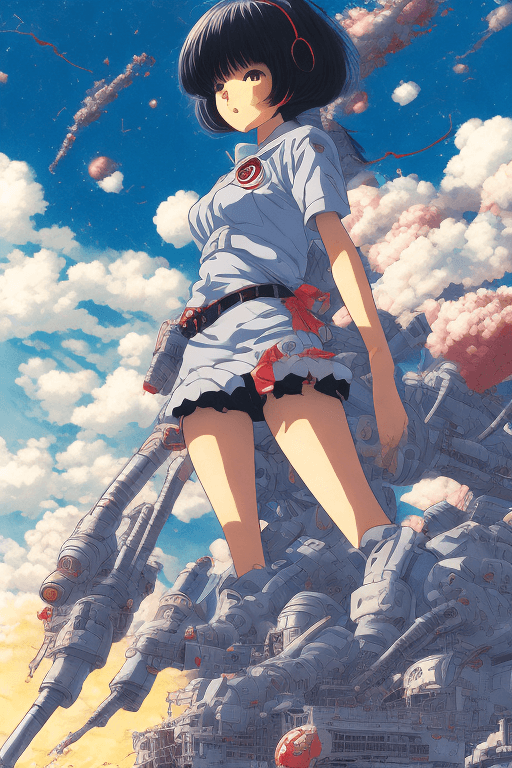 AI generated: incredibly powerful Anime Girl, created by Hideaki Anno and Katsuhiro Otomo and Rumiko Takahashi, Mo...