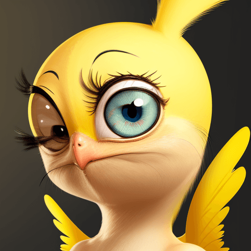 AI generated: the character Tweety looks curious with staring eyes