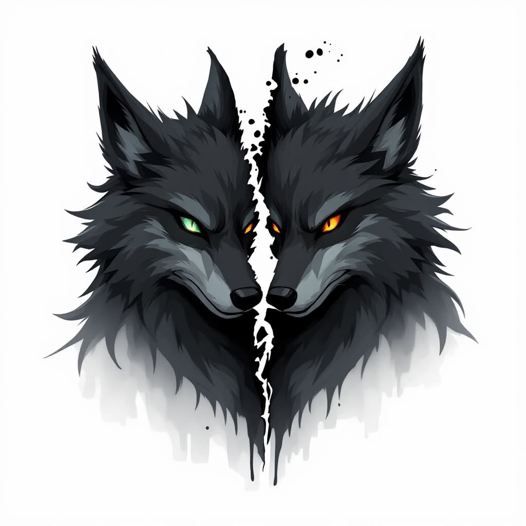 AI generated: Two Black Wolf fursona with dark gray, closer to black, highlights. It also has another pair of extr...