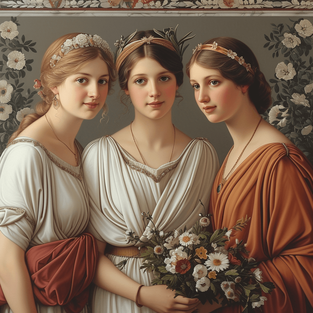AI generated: beautiful women and daughters of Stymphalus and Ornis --no ugly, long neck, draft, ((text)), ((water...