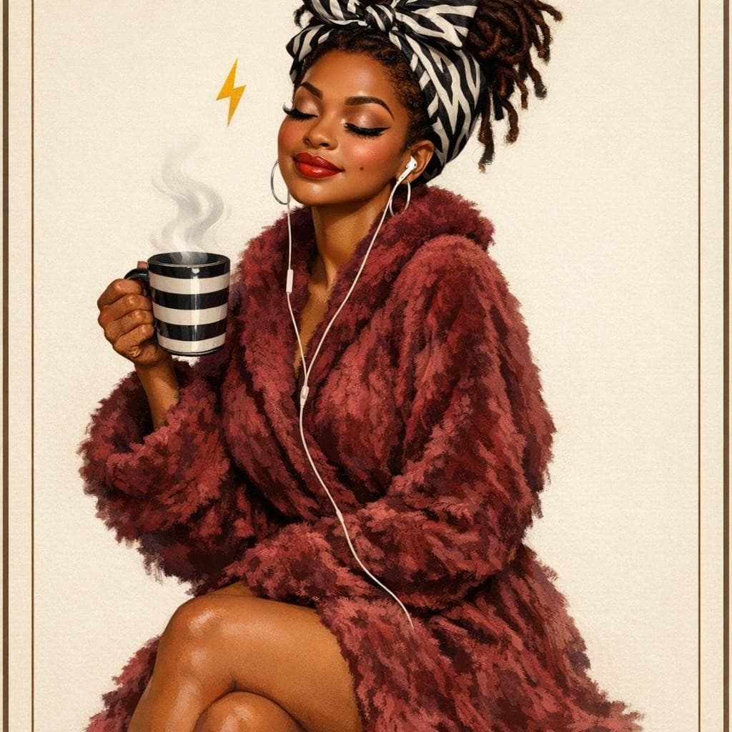 AI generated: full body image must be inside the margins, centered, whimsical, a glamorous retro pin-up style dark...