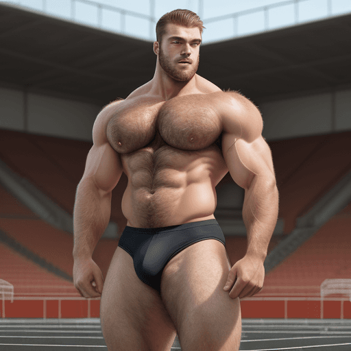 AI generated: Full length view of a handsome beefy heavily muscled 24 year old 197 cm tall Swedish pole vaulter, b...