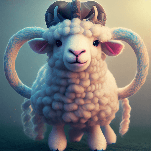 AI generated: an unique color, symbol pattern small, anime style, cute sheep with wool, dreamlike, Ethereal, Paste...