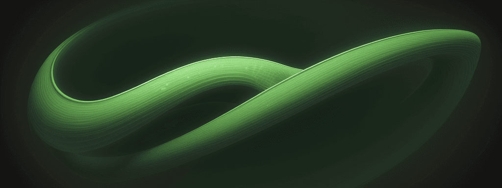 AI generated: green dapple background, four 3d curves going from the lower left to the upper right each in a diffe...