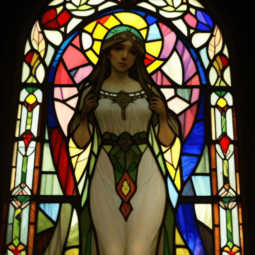 AI generated: stained glass tiffany, alphonse mucha, ukrainian folklore