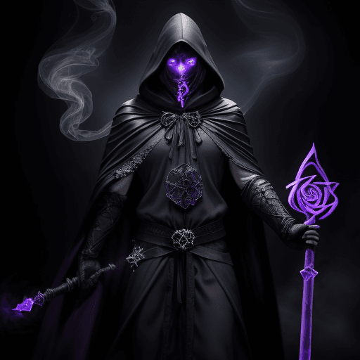 AI generated: a powerful wizard dressed in a dark cloak, his body is shrouded in transparent smoke, his body is th...