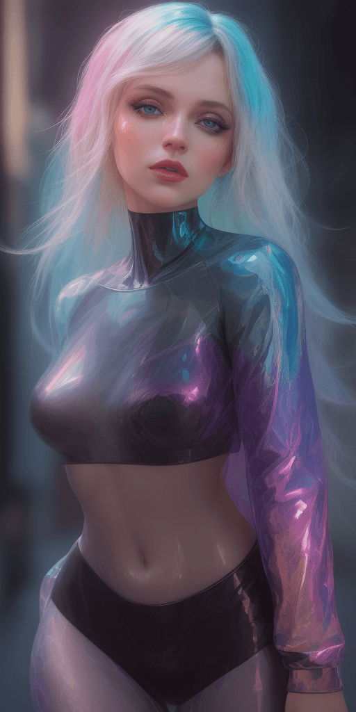 AI generated: lucinda lafleur | holographic photography shoots, in the style of tanya shatseva, daz3d, street pop,...