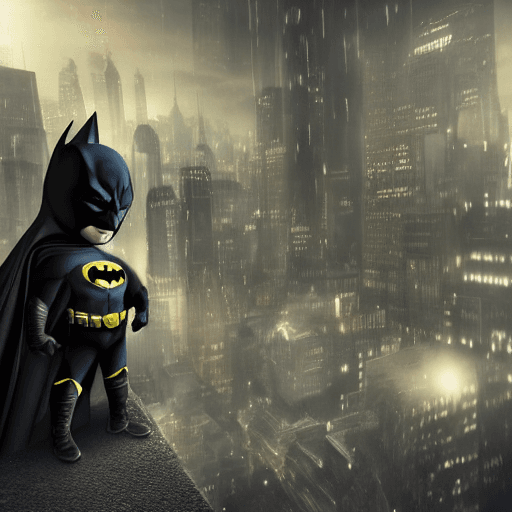 AI generated: A little boy dressed as Batman, full body, chibi , action pose,  best quality, masterpiece, details)...