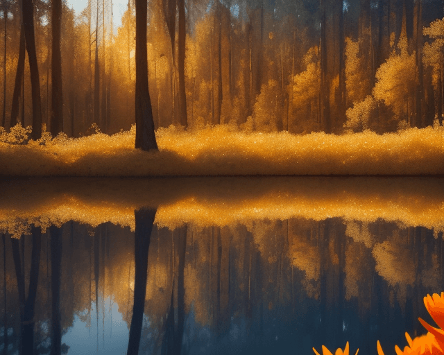 AI generated: Close-up of a perfect golden light refection , slightly orange and icecube melting, a beautiful fore...
