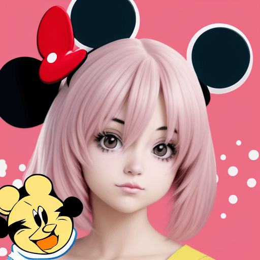 AI generated: chica anime con pelo y con cara mickey mouse